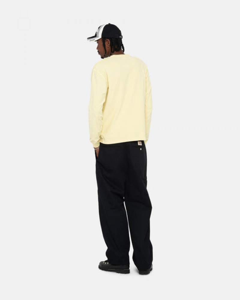 Men's Stussy Lazy Ls Tee Tops Yellow Dubai | UAE SFW-3598