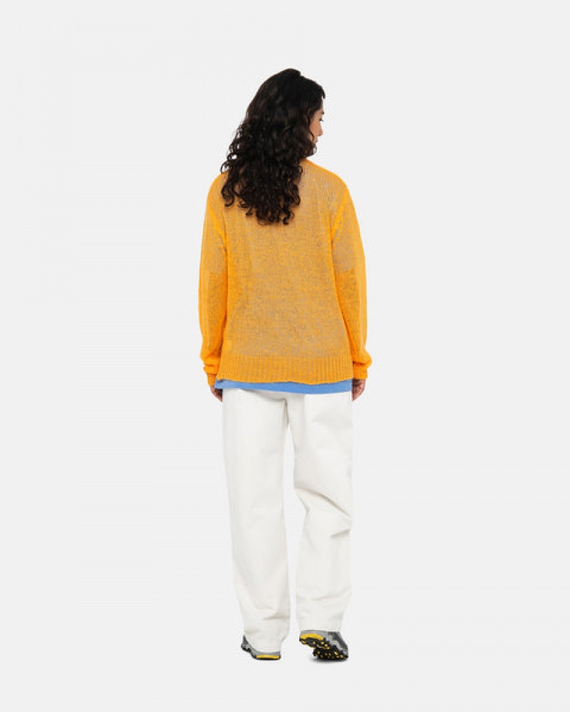 Men's Stussy Loose Knit Sweaters Orange Dubai | UAE ONM-1145