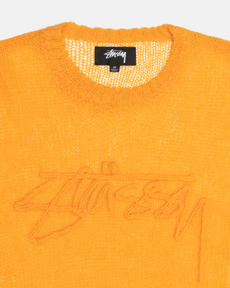 Men's Stussy Loose Knit Sweaters Orange Dubai | UAE ONM-1145