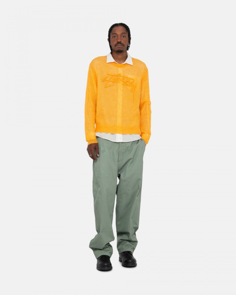 Men's Stussy Loose Knit Sweaters Orange Dubai | UAE ONM-1145