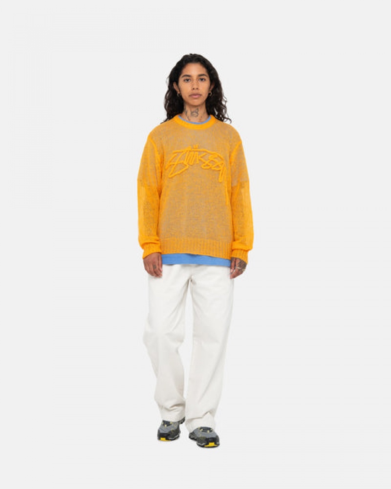 Men's Stussy Loose Knit Sweaters Orange Dubai | UAE ONM-1145