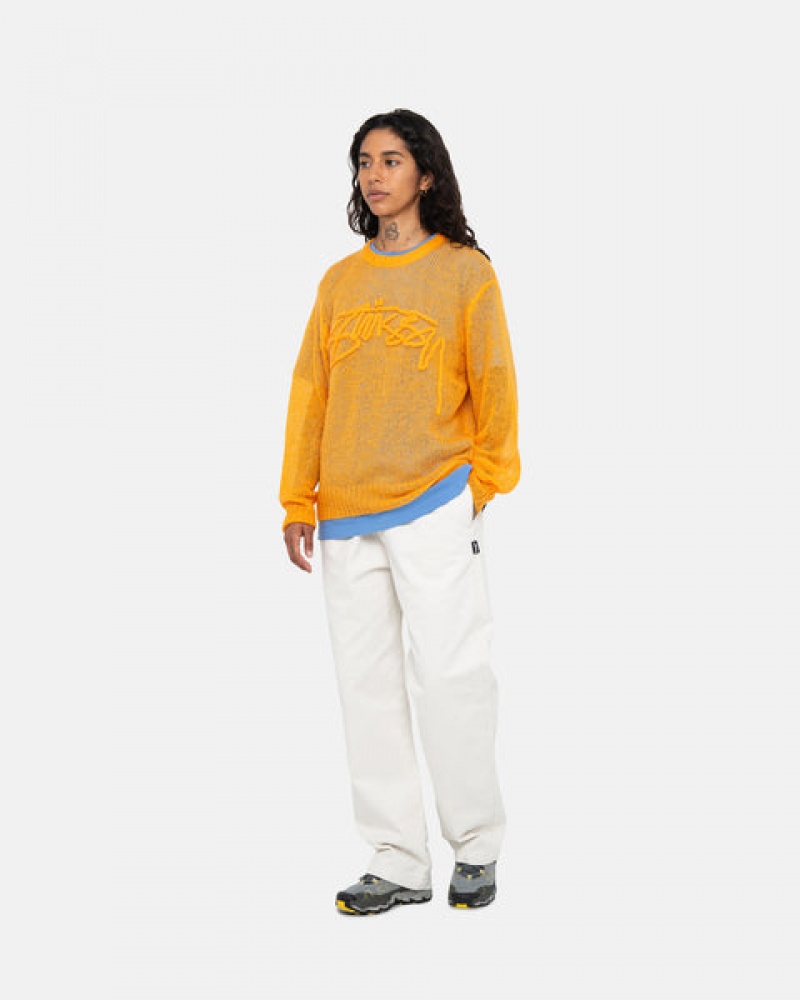 Men's Stussy Loose Knit Sweaters Orange Dubai | UAE ONM-1145