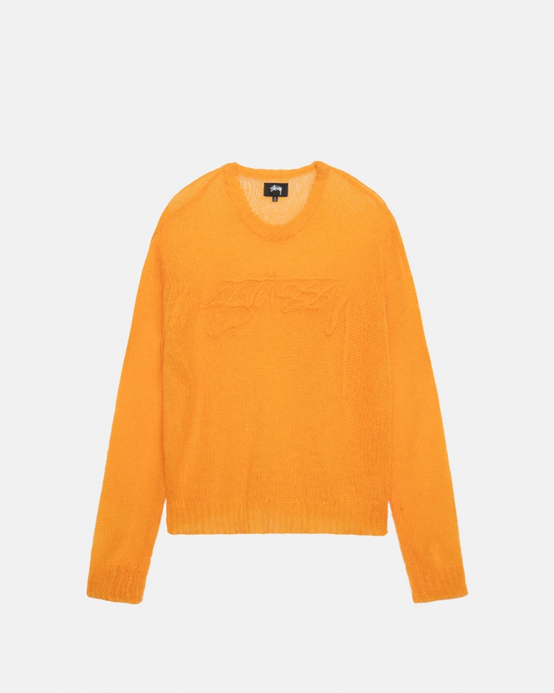 Men\'s Stussy Loose Knit Sweaters Orange Dubai | UAE ONM-1145