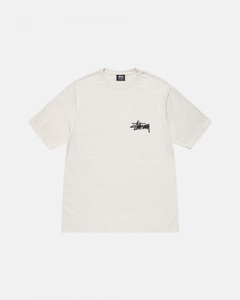 Men's Stussy Old Phone Tee Pigment Dyed Tees Beige Dubai | UAE ZKN-1579