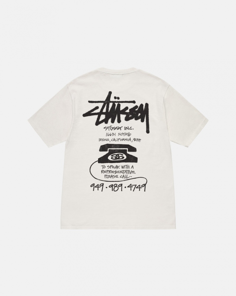 Men\'s Stussy Old Phone Tee Pigment Dyed Tees Beige Dubai | UAE ZKN-1579