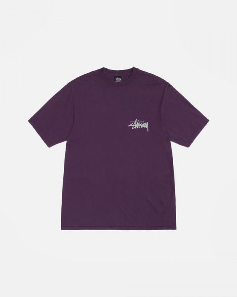 Men's Stussy Old Phone Tee Pigment Dyed Tees Purple Dubai | UAE PYC-6226