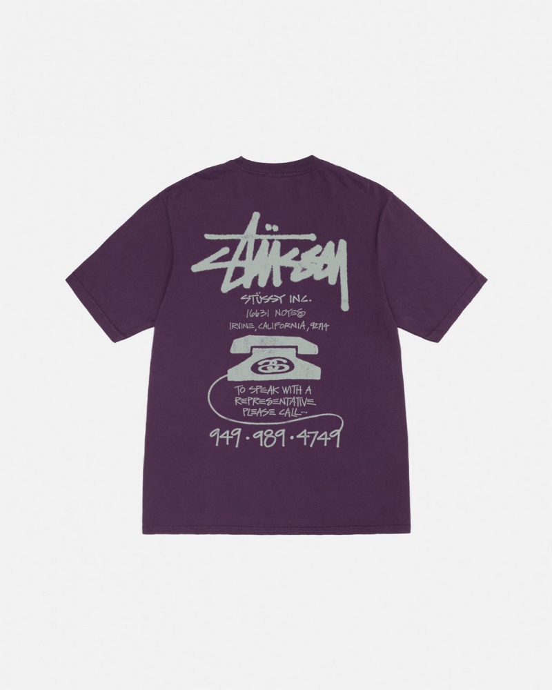 Men\'s Stussy Old Phone Tee Pigment Dyed Tees Purple Dubai | UAE PYC-6226