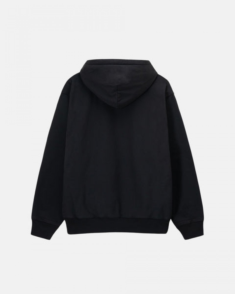 Men's Stussy Overdyed Stock Logo Hoodie Black Dubai | UAE MHE-8679