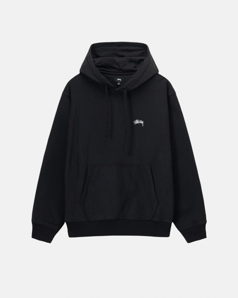 Men\'s Stussy Overdyed Stock Logo Hoodie Black Dubai | UAE MHE-8679