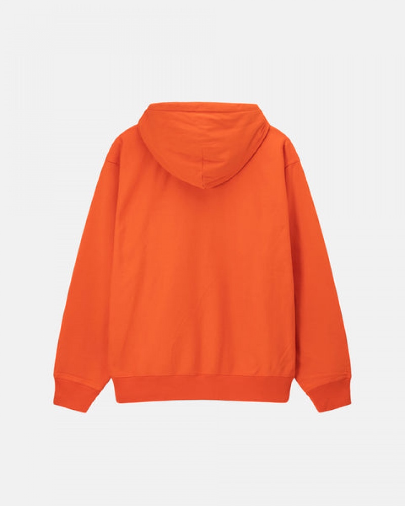 Men's Stussy Overdyed Stock Logo Hoodie Orange Dubai | UAE AOV-2116