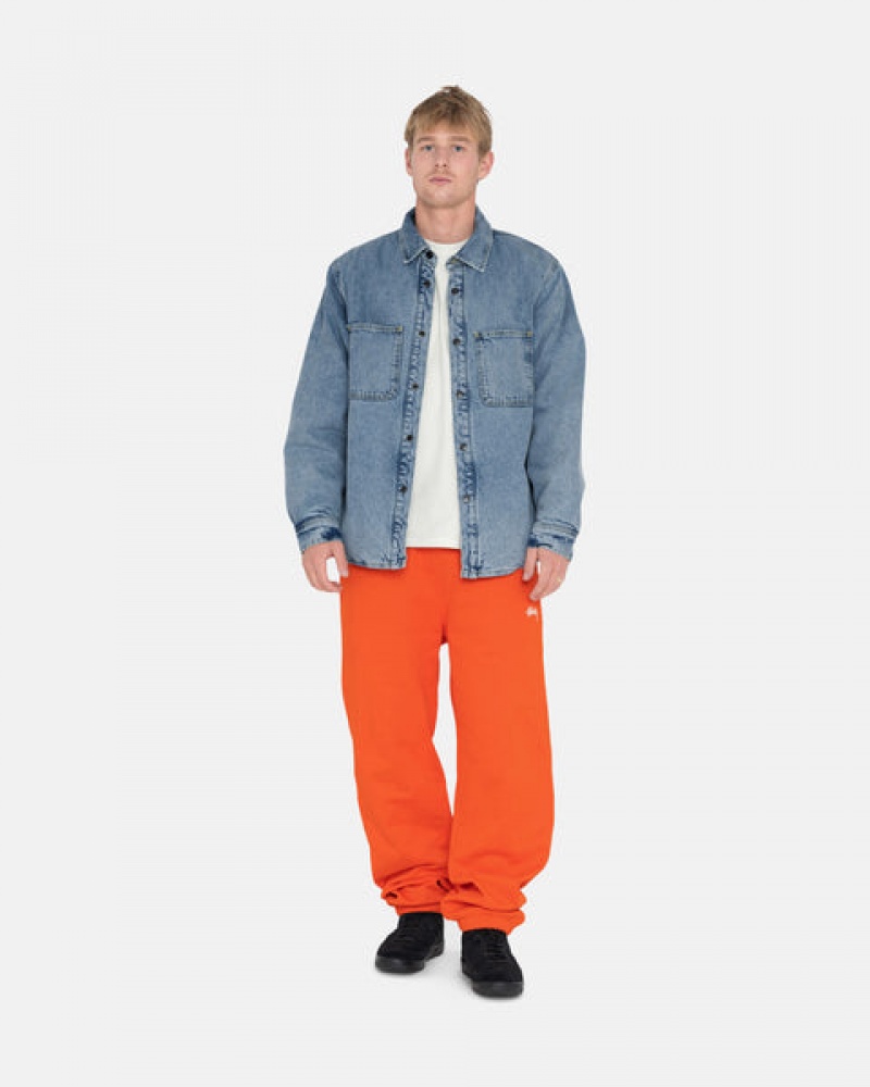 Men's Stussy Overdyed Stock Logo Pant Sweatshirts Orange Dubai | UAE OPU-9203