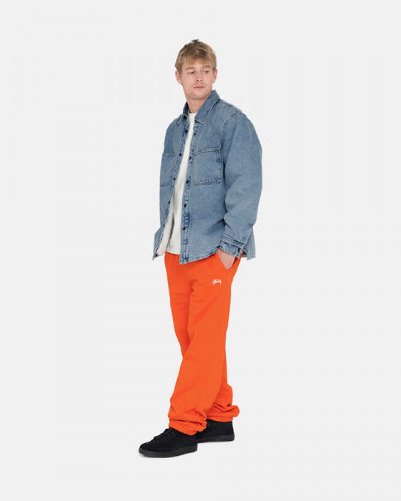 Men's Stussy Overdyed Stock Logo Pant Sweatshirts Orange Dubai | UAE OPU-9203