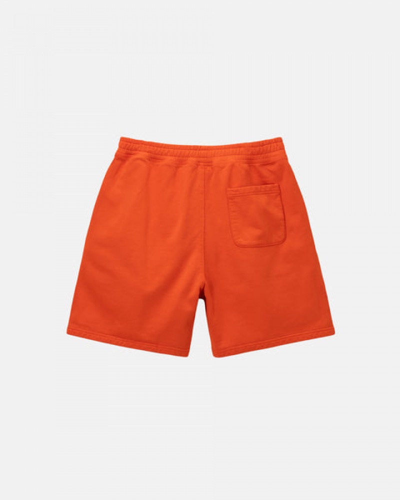 Men's Stussy Overdyed Stock Logo Short Sweatshirts Orange Dubai | UAE JHT-2474