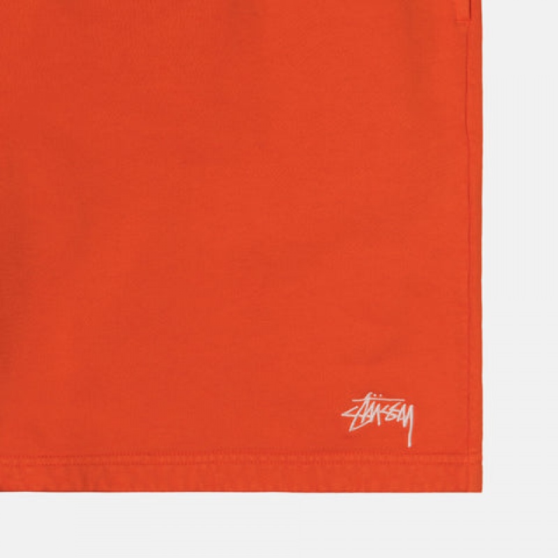 Men's Stussy Overdyed Stock Logo Short Sweatshirts Orange Dubai | UAE JHT-2474