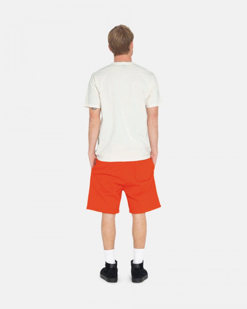 Men's Stussy Overdyed Stock Logo Short Sweatshirts Orange Dubai | UAE JHT-2474