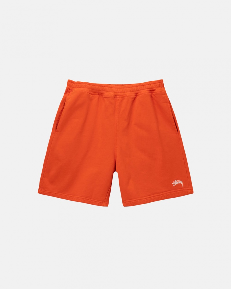 Men\'s Stussy Overdyed Stock Logo Short Sweatshirts Orange Dubai | UAE JHT-2474