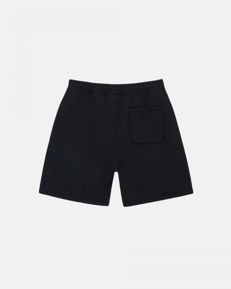 Men's Stussy Overdyed Stock Logo Sweat Short Sweatshorts Black Dubai | UAE VHV-0544