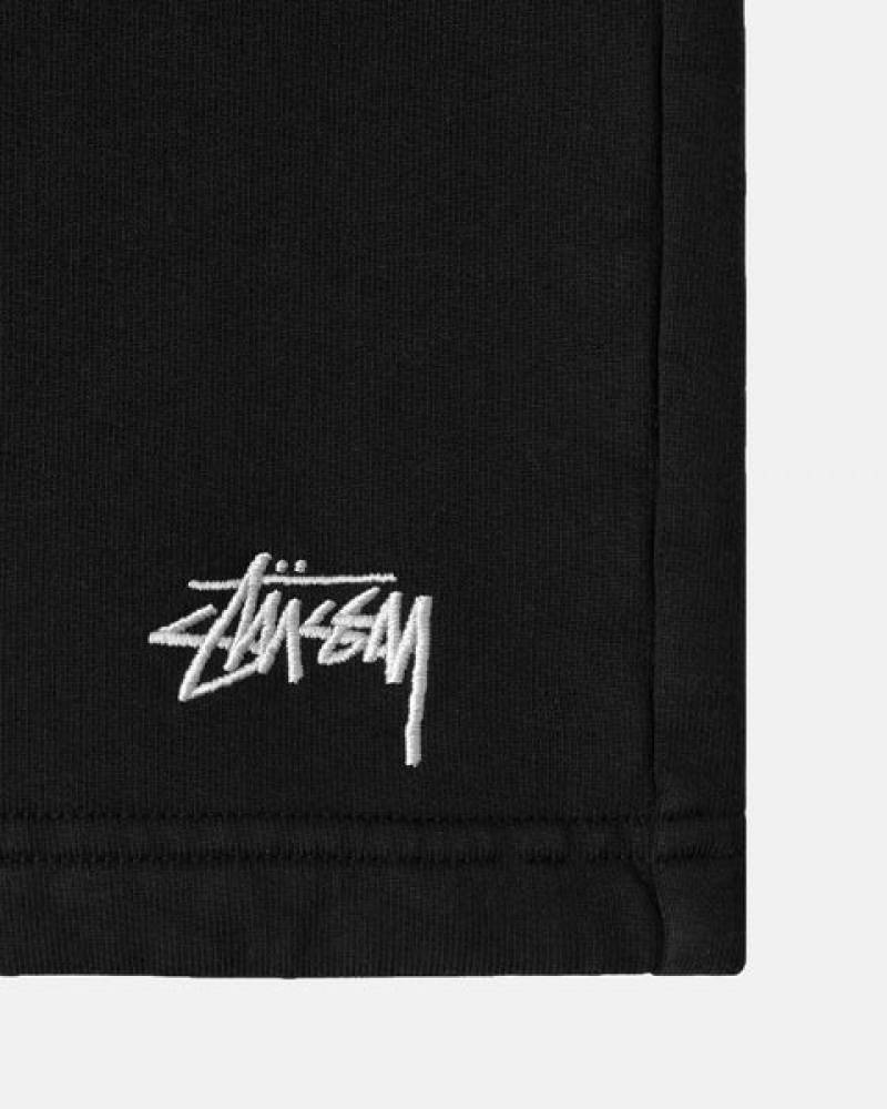 Men's Stussy Overdyed Stock Logo Sweat Short Sweatshorts Black Dubai | UAE VHV-0544