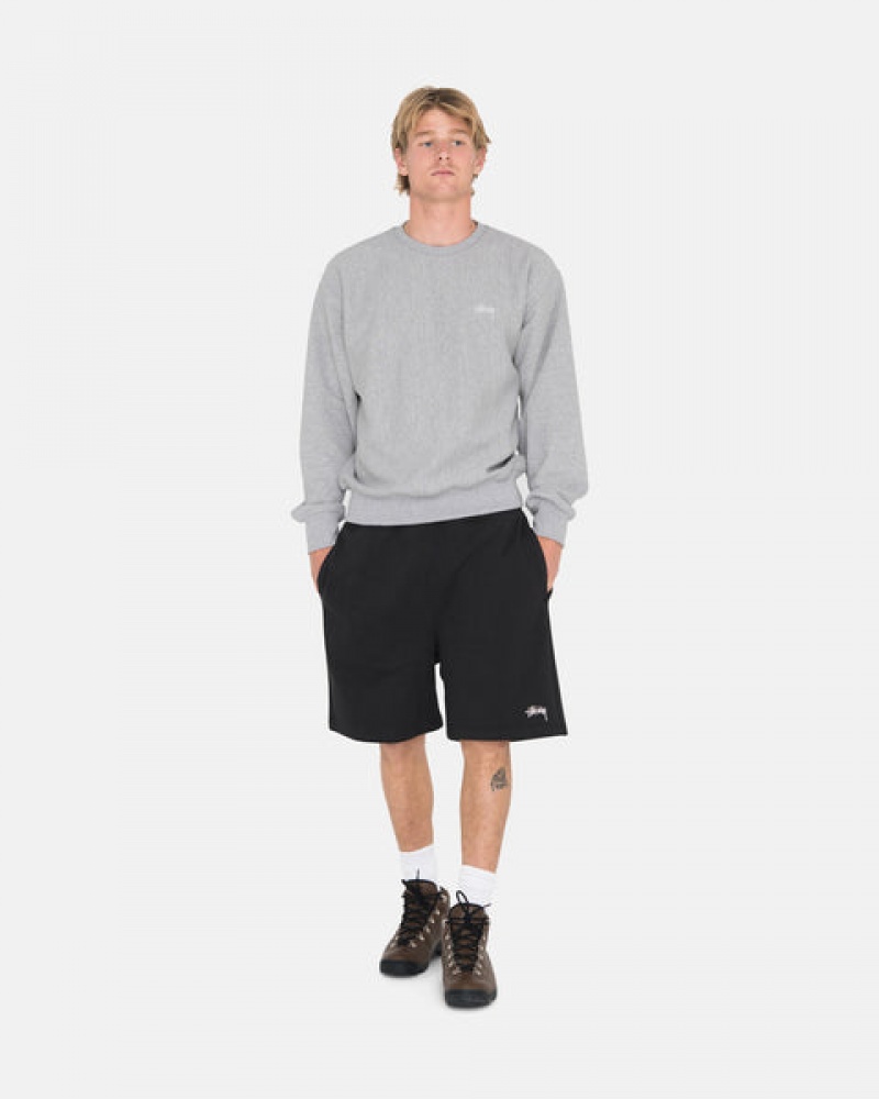 Men's Stussy Overdyed Stock Logo Sweat Short Sweatshorts Black Dubai | UAE VHV-0544