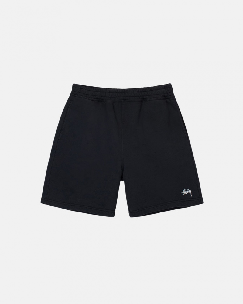 Men\'s Stussy Overdyed Stock Logo Sweat Short Sweatshorts Black Dubai | UAE VHV-0544