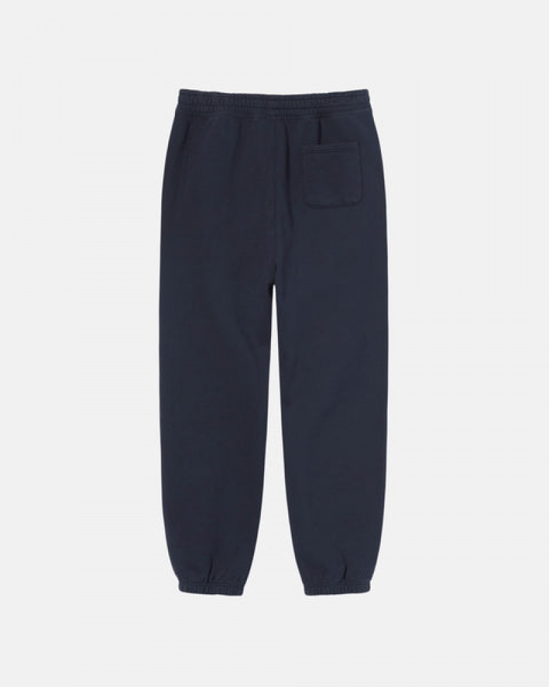 Men's Stussy Overdyed Stock Logo Sweatpants Navy Dubai | UAE USR-5412