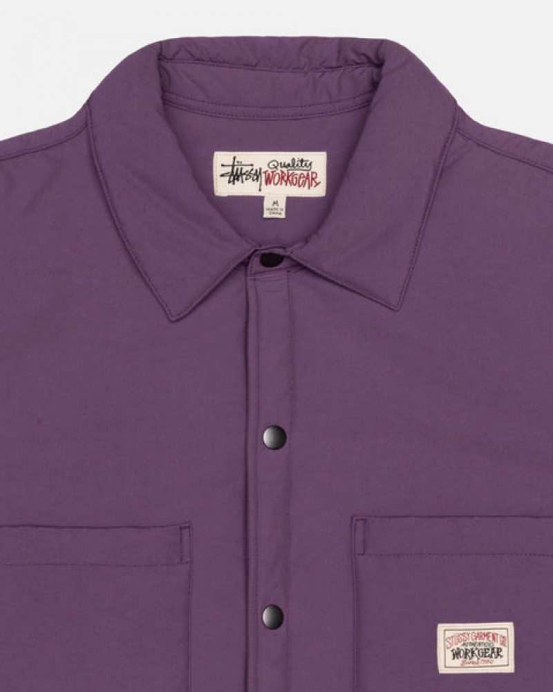 Men's Stussy Padded Tech Over Shirt Jackets Purple Dubai | UAE VPU-2068