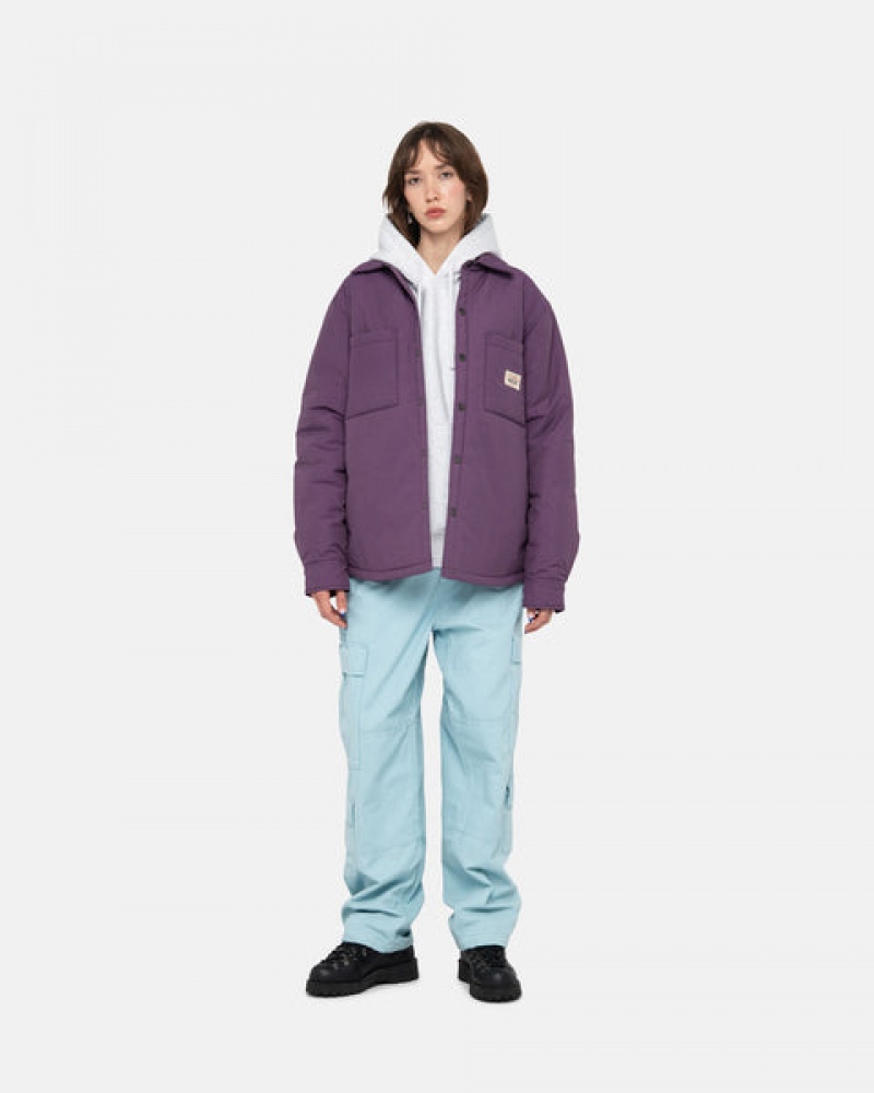 Men's Stussy Padded Tech Over Shirt Jackets Purple Dubai | UAE VPU-2068