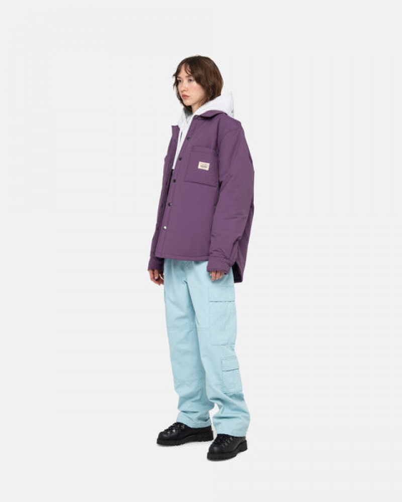 Men's Stussy Padded Tech Over Shirt Jackets Purple Dubai | UAE VPU-2068