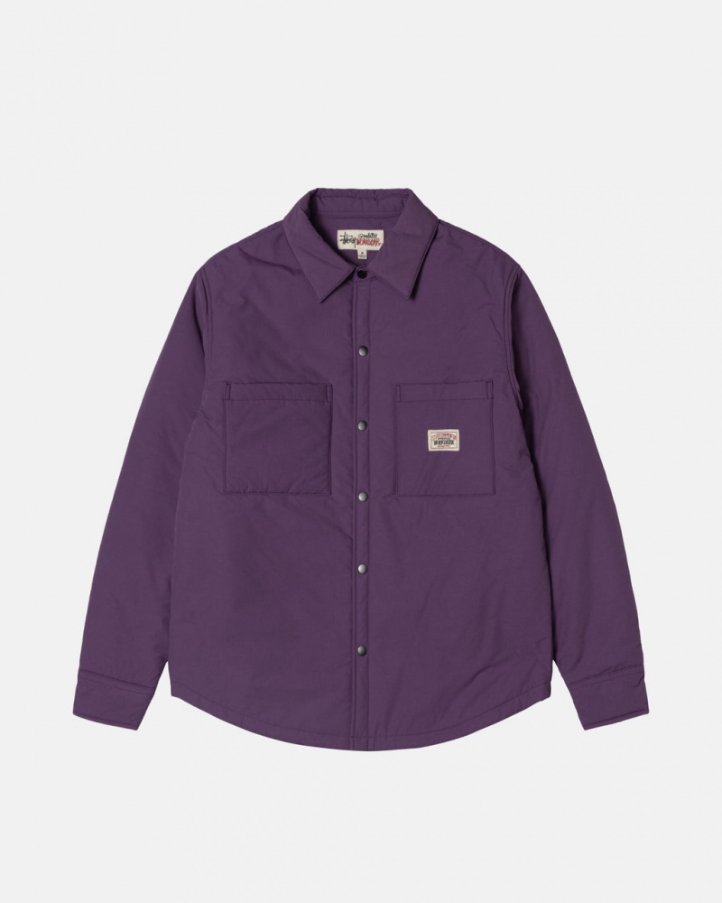 Men\'s Stussy Padded Tech Over Shirt Jackets Purple Dubai | UAE VPU-2068