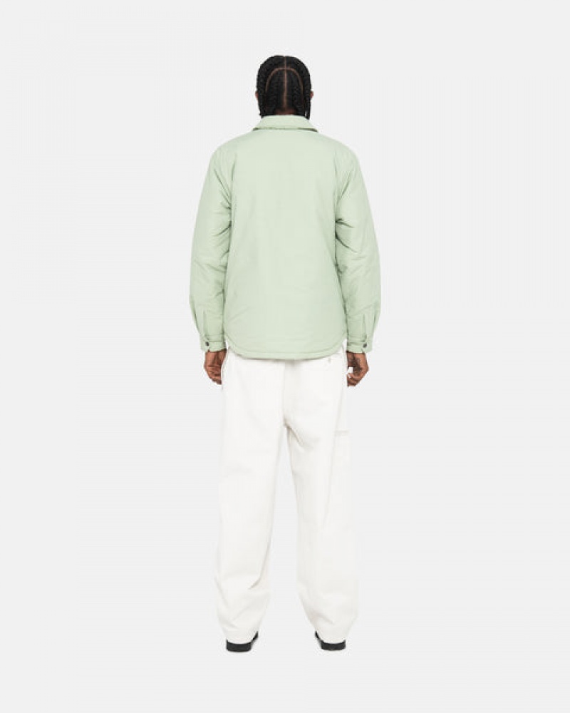 Men's Stussy Padded Tech Over Shirts Green Dubai | UAE OAG-4074