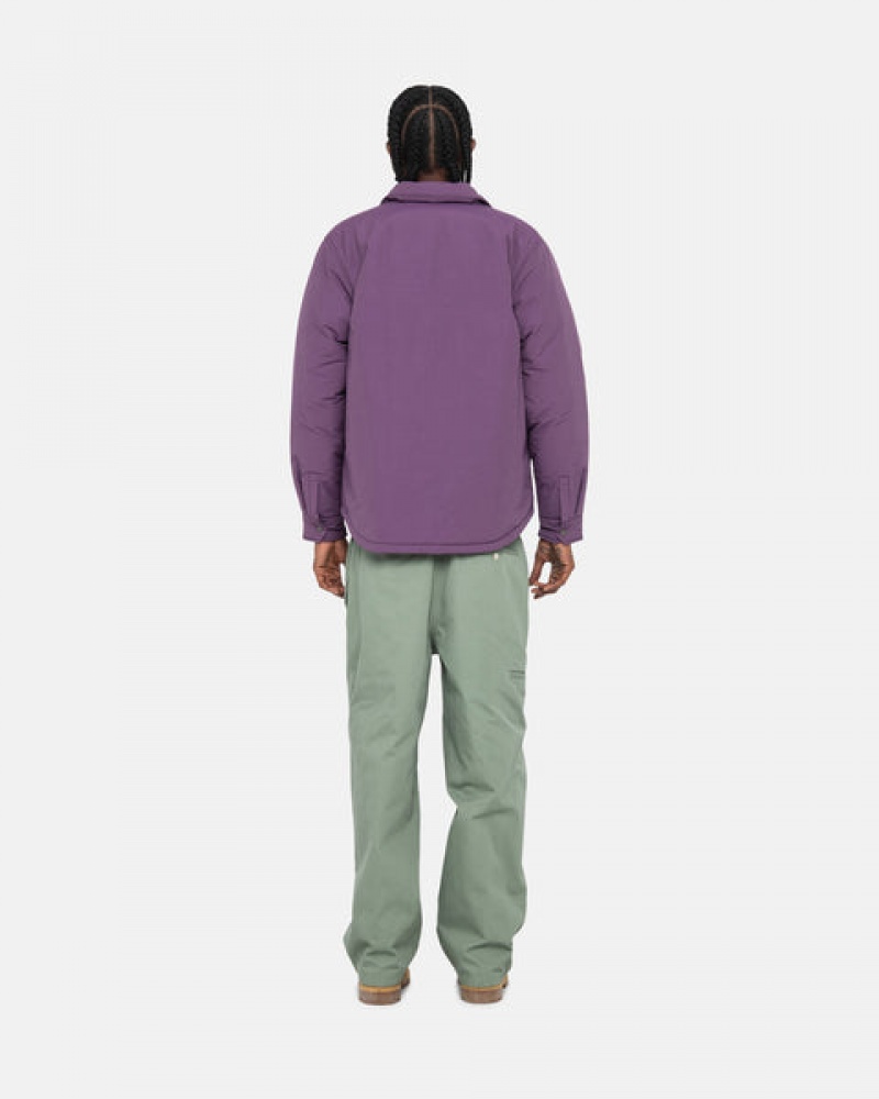 Men's Stussy Padded Tech Over Shirts Purple Dubai | UAE MNM-0866