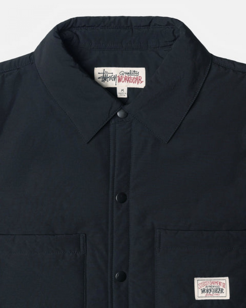 Men's Stussy Padded Tech Over Shirts Black Dubai | UAE VCN-3080