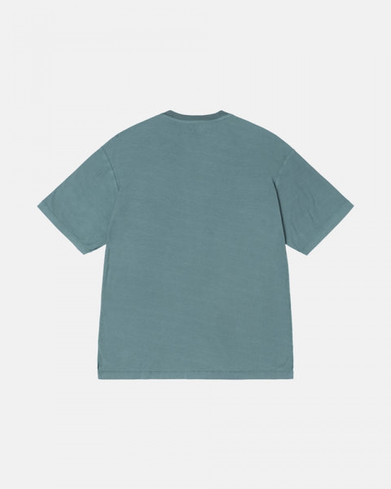 Men's Stussy Pig. Dyed Inside Out Crew Tees Turquoise Dubai | UAE YKK-2205