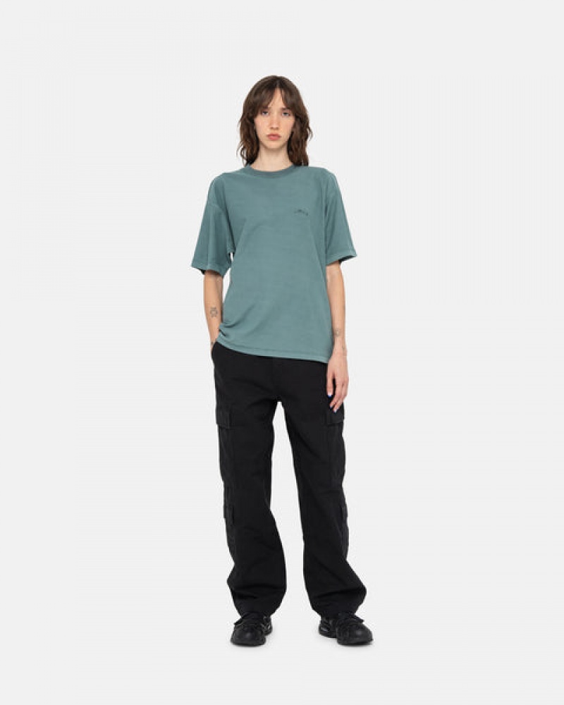 Men's Stussy Pig. Dyed Inside Out Crew Tees Turquoise Dubai | UAE YKK-2205