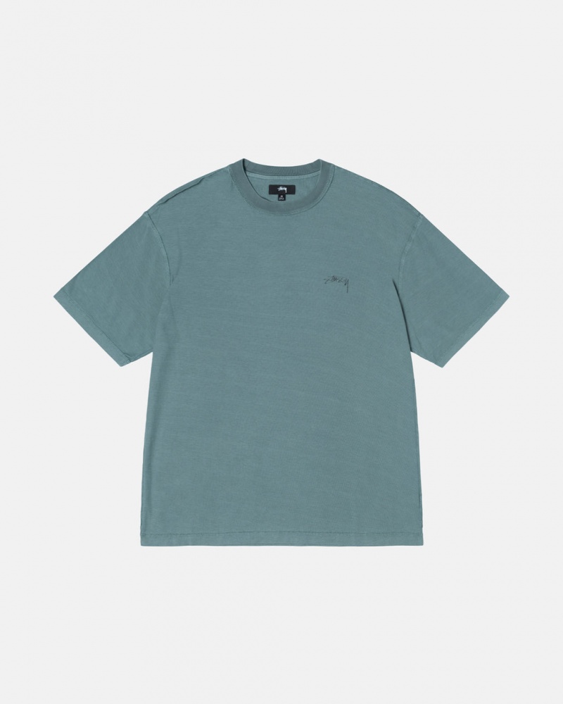 Men\'s Stussy Pig. Dyed Inside Out Crew Tees Turquoise Dubai | UAE YKK-2205