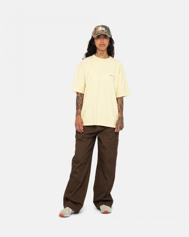 Men's Stussy Pig. Dyed Inside Out Crew Tees Yellow Dubai | UAE MVH-1465