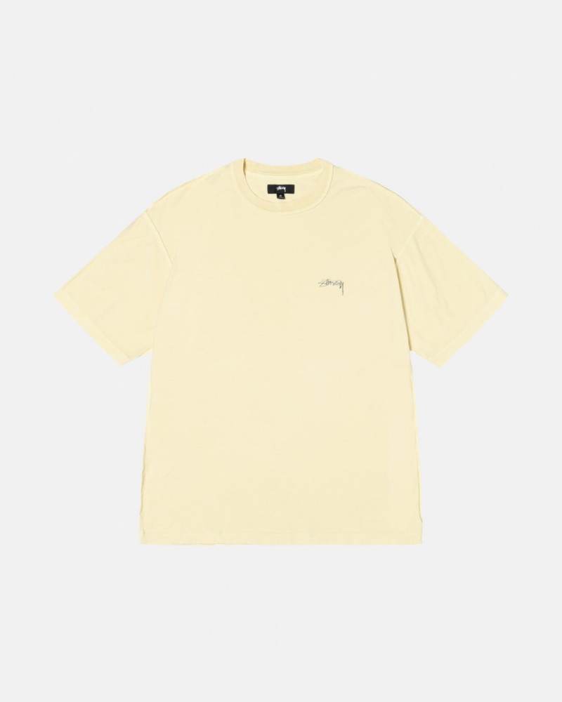 Men\'s Stussy Pig. Dyed Inside Out Crew Tees Yellow Dubai | UAE MVH-1465