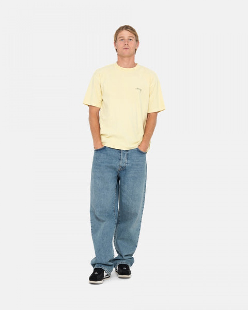 Men's Stussy Pig. Dyed Inside Out Crew Tops Yellow Dubai | UAE KBH-5318