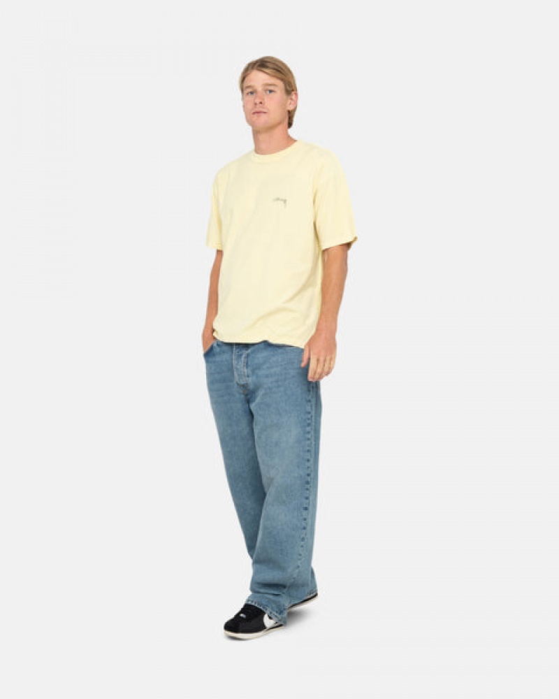 Men's Stussy Pig. Dyed Inside Out Crew Tops Yellow Dubai | UAE KBH-5318