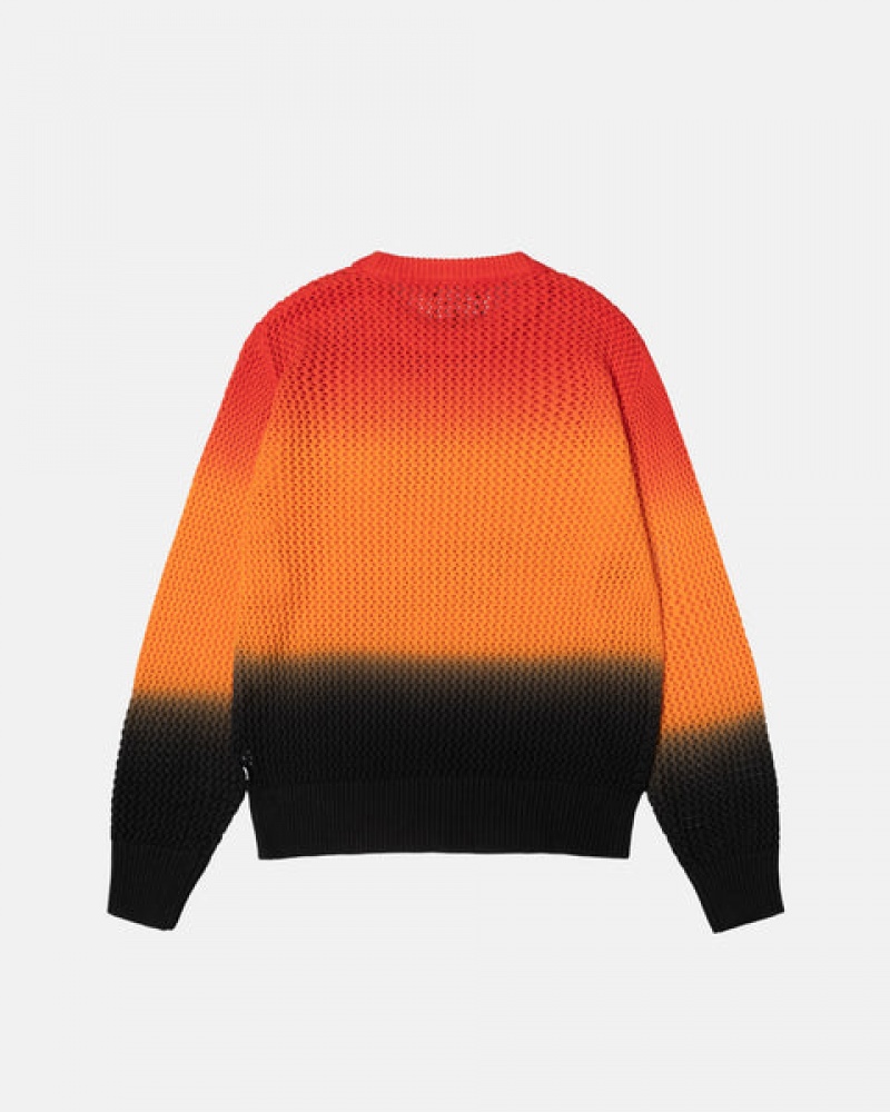 Men's Stussy Pigment Dyed Loose Gauge Knit Sweaters Black / Red Dubai | UAE PLN-5323