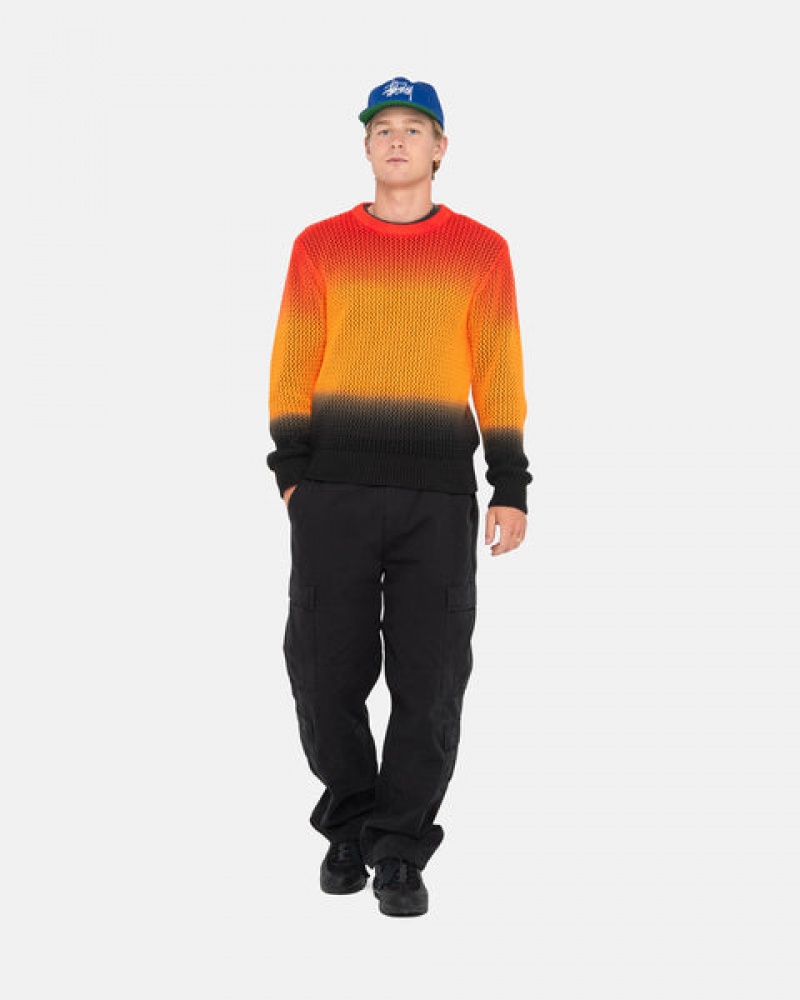 Men's Stussy Pigment Dyed Loose Gauge Knit Sweaters Black / Red Dubai | UAE PLN-5323