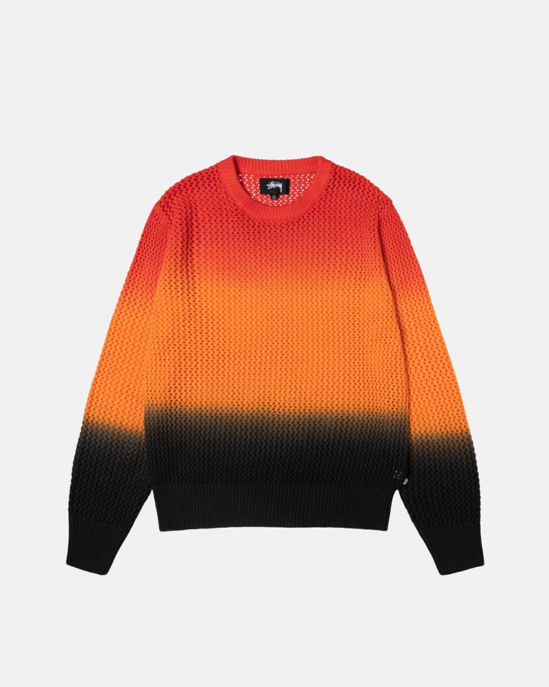 Men\'s Stussy Pigment Dyed Loose Gauge Knit Sweaters Black / Red Dubai | UAE PLN-5323