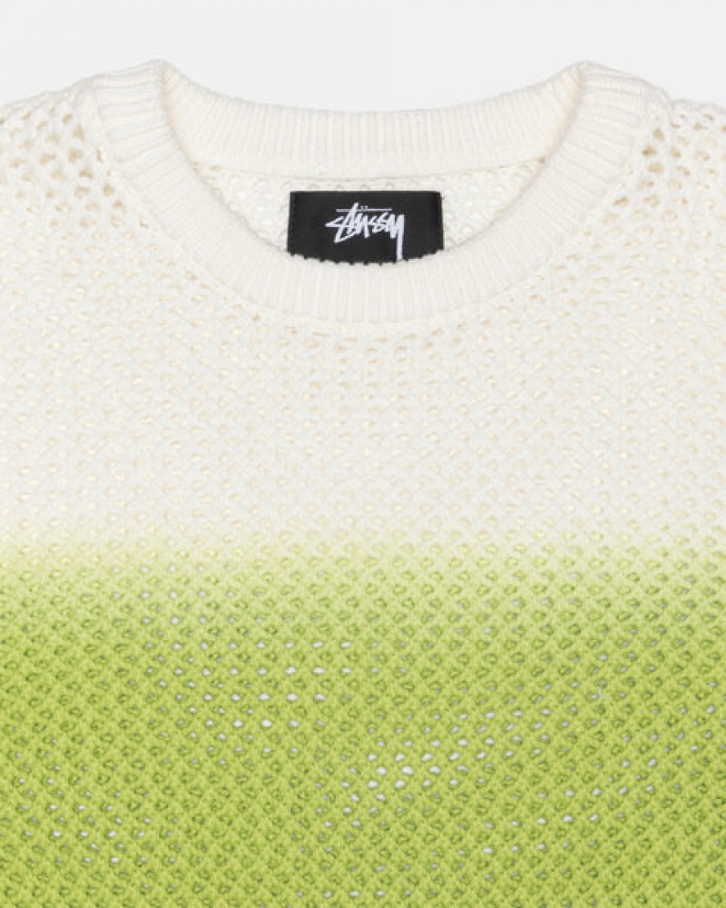 Men's Stussy Pigment Dyed Loose Gauge Knit Sweaters Dark Green Dubai | UAE LTA-4612