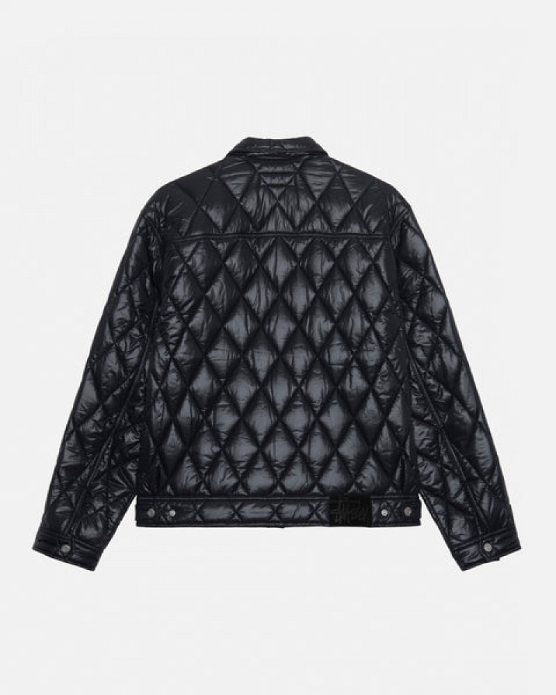 Men's Stussy Ranch Jacket Quilted Nylon Jackets Black Dubai | UAE KQL-9292