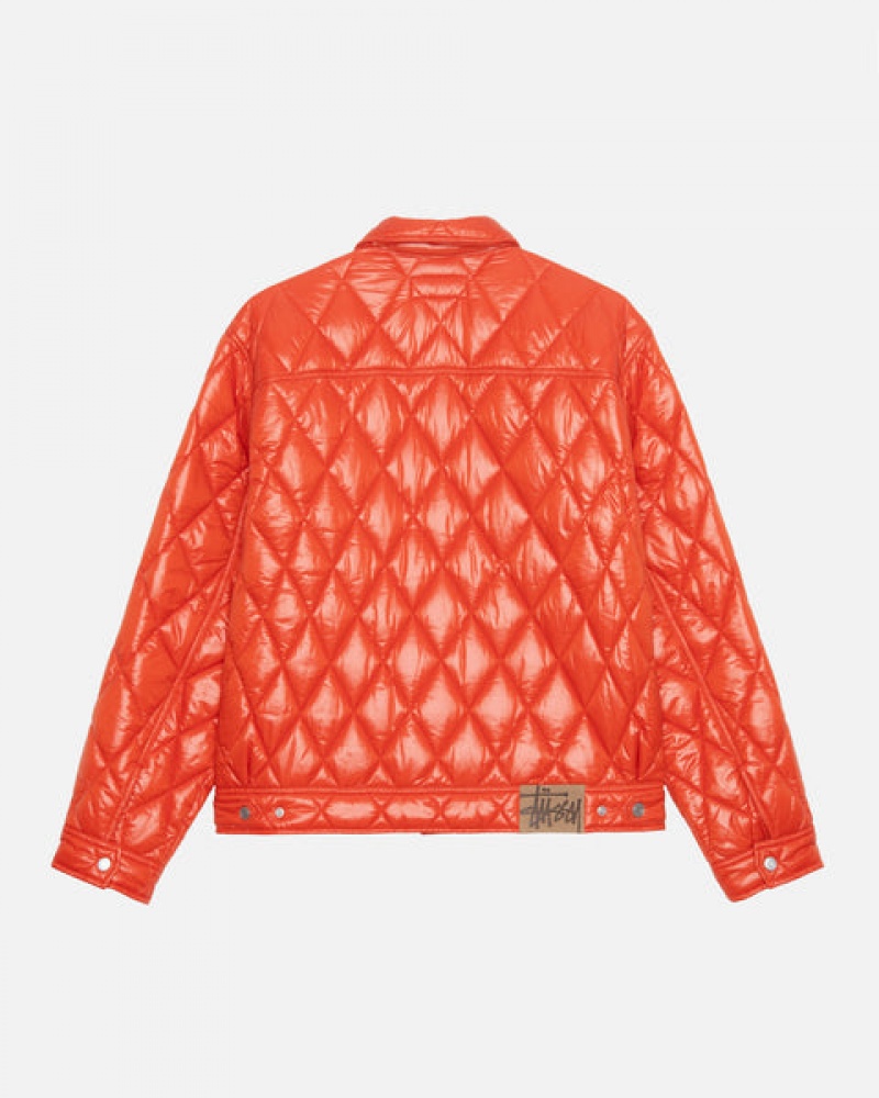 Men's Stussy Ranch Jacket Quilted Nylon Jackets Red Dubai | UAE RXY-3803