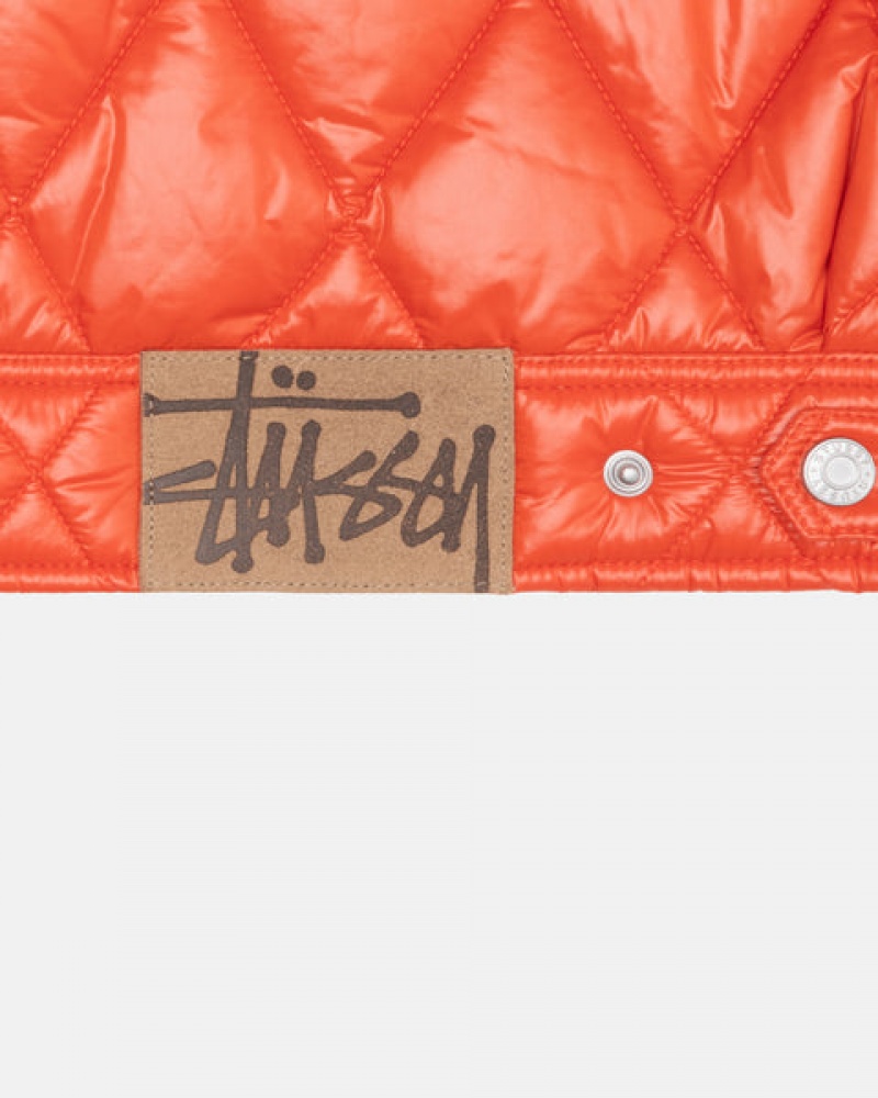 Men's Stussy Ranch Jacket Quilted Nylon Jackets Red Dubai | UAE RXY-3803