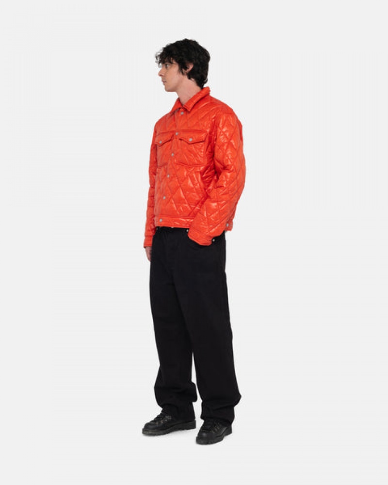 Men's Stussy Ranch Jacket Quilted Nylon Jackets Red Dubai | UAE RXY-3803