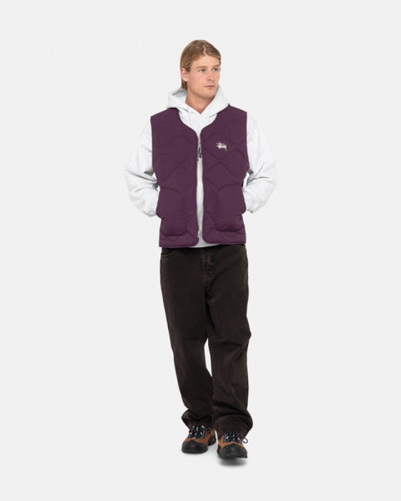 Men's Stussy Recycled Nylon Liner Vest Fuchsia Dubai | UAE AGF-3383