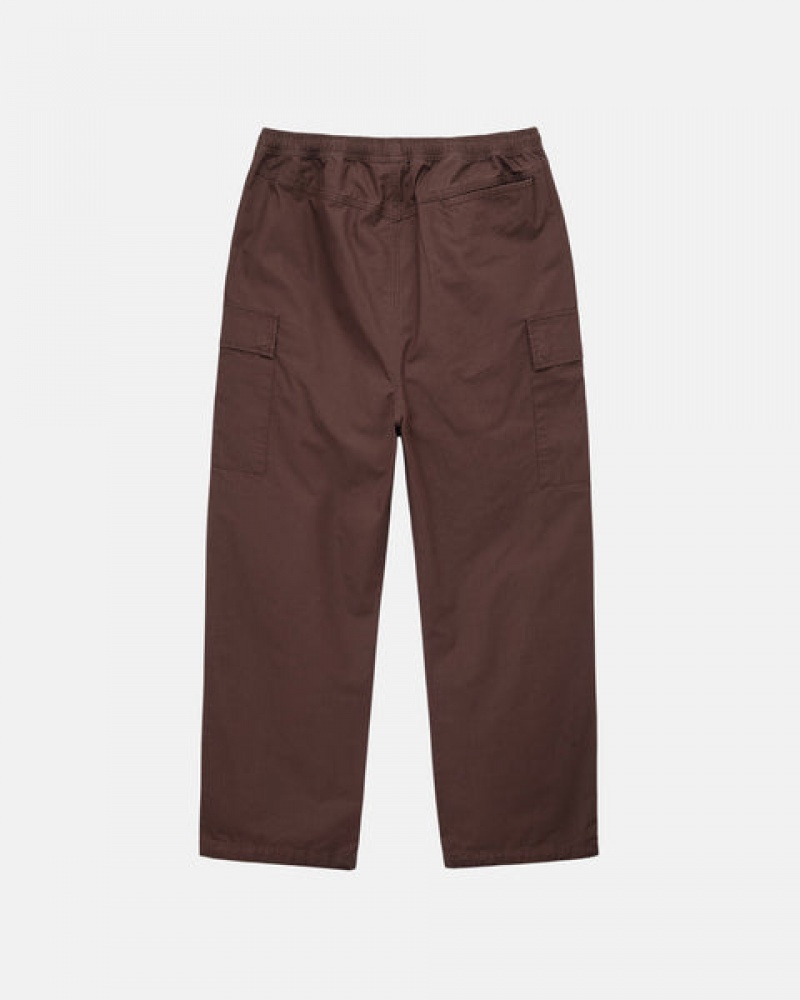 Men's Stussy Ripstop Cargo Beach Pants Brown Dubai | UAE OON-2055