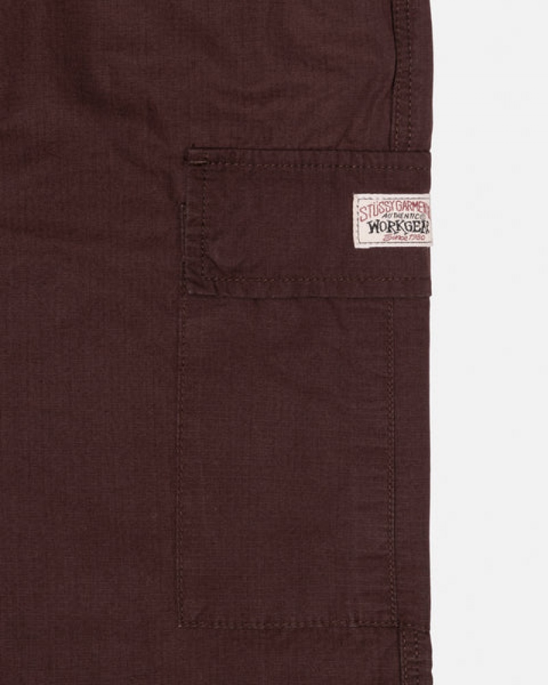 Men's Stussy Ripstop Cargo Beach Pants Brown Dubai | UAE OON-2055